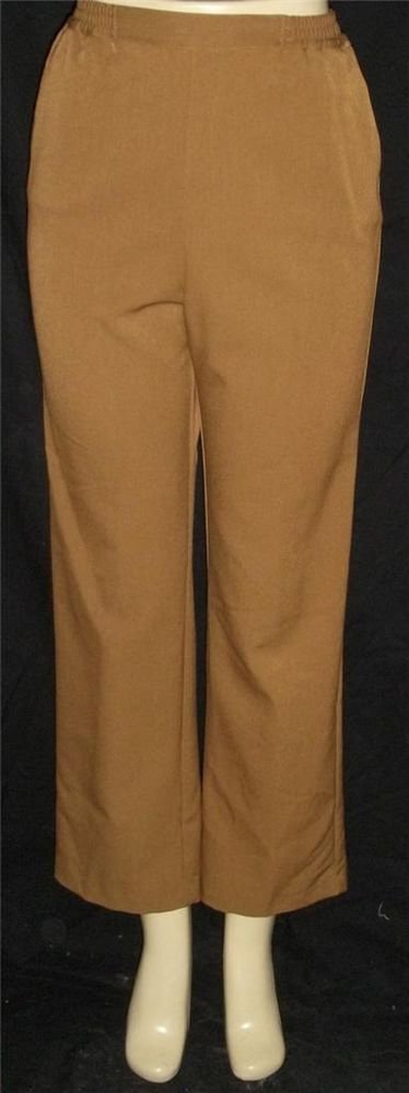 Erin London 8 Medium Tobacco Brown Elastic Waist Straight Leg Career Dress Pants