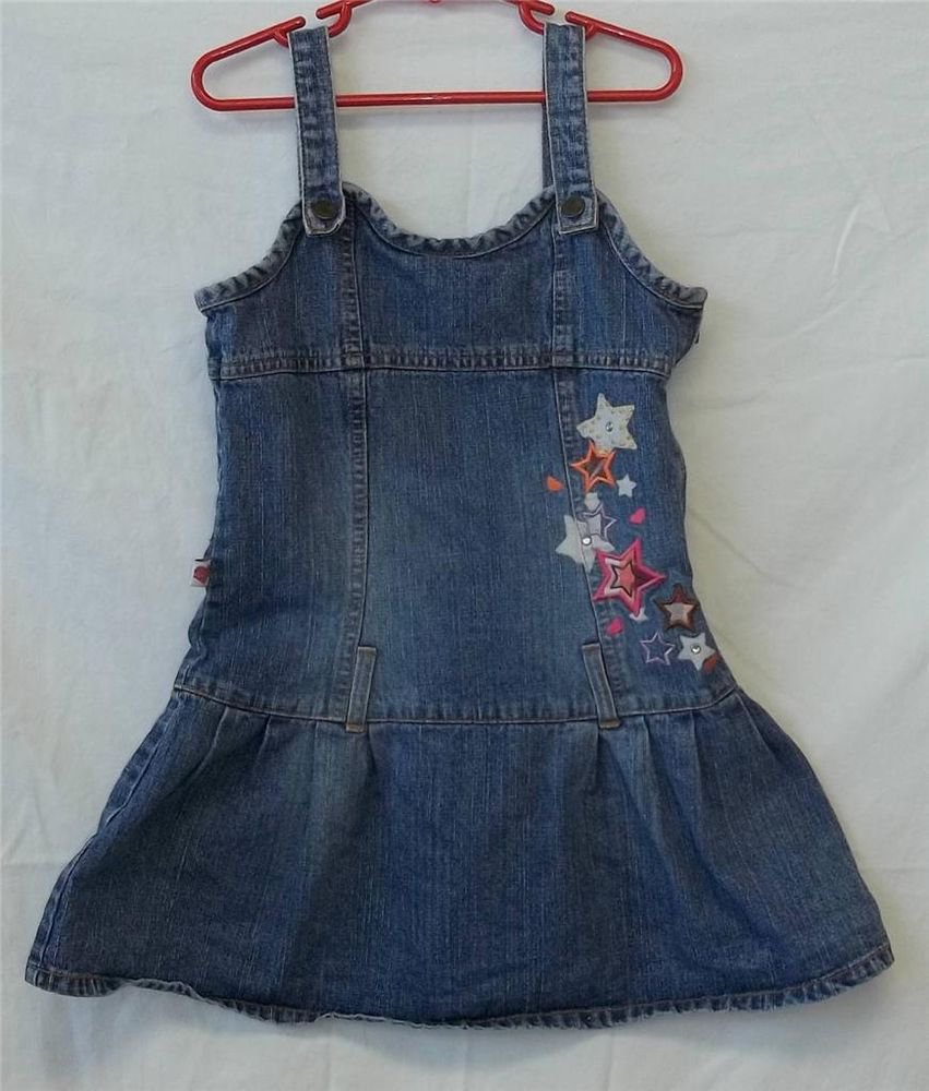 Bratz Kidz Girls 8 Denim Colorful Star Embellished Sun Dress Jumper