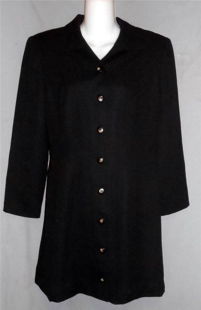 Maggy London 8 Medium Fully-Lined Black LS Classic Button Front Coat Dress