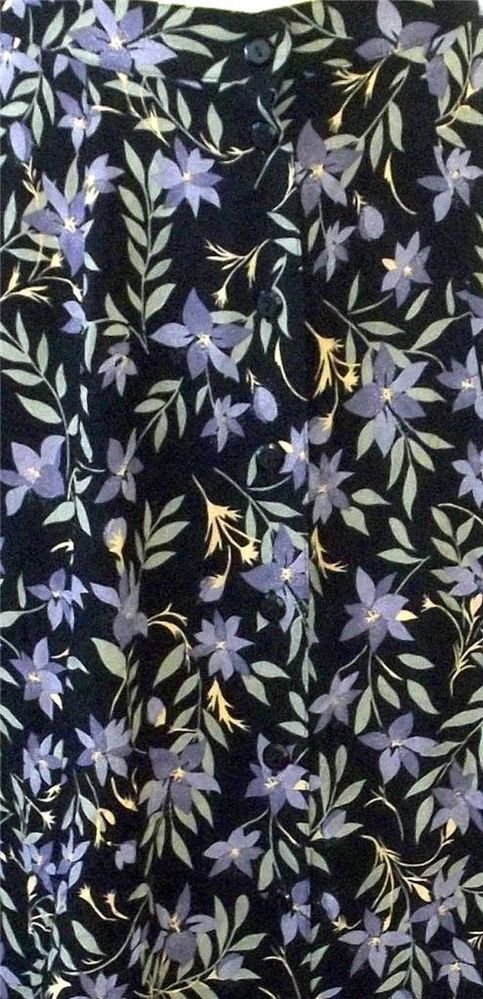 Prophecy Petite by Sag Harbor PM 8P 10P Long Black Floral Button Front Skirt