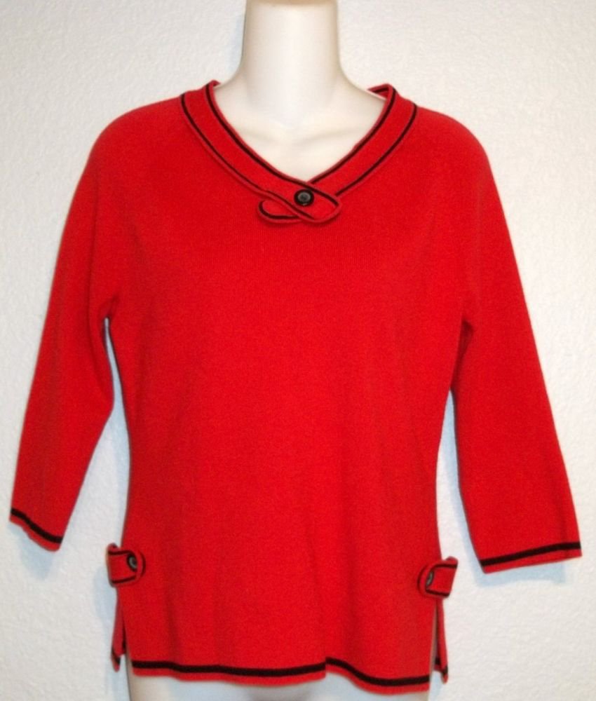 World Republic Clothing Co.Small 4 6 Red Black Trim Pullover Sweater