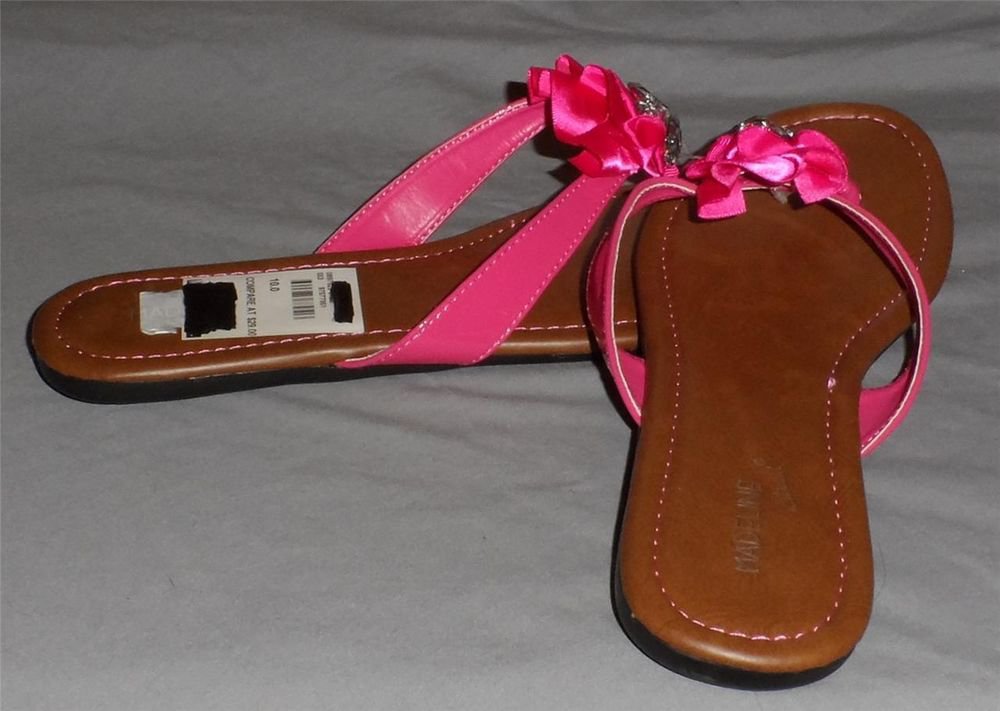 NEW Madeline Stuart 10 Medium B Euro 41 UK 8 Hot Pink Rhinestone Thong Sandals