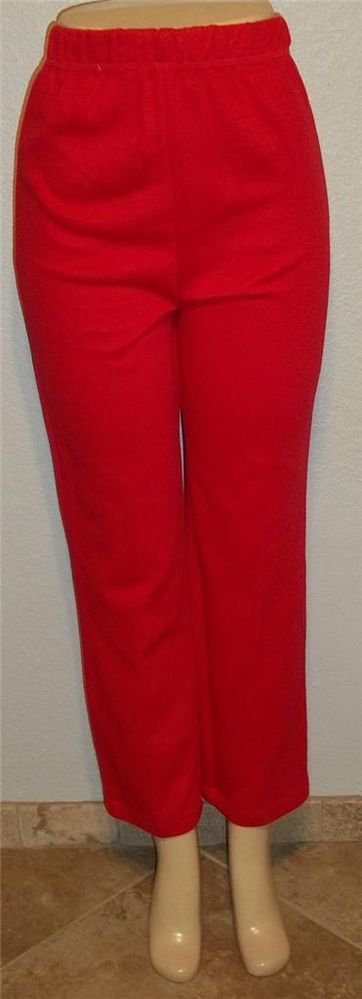 NEW Erika Petites PM 8P 10P Red Casual Cotton Blend Elastic Waist Pants