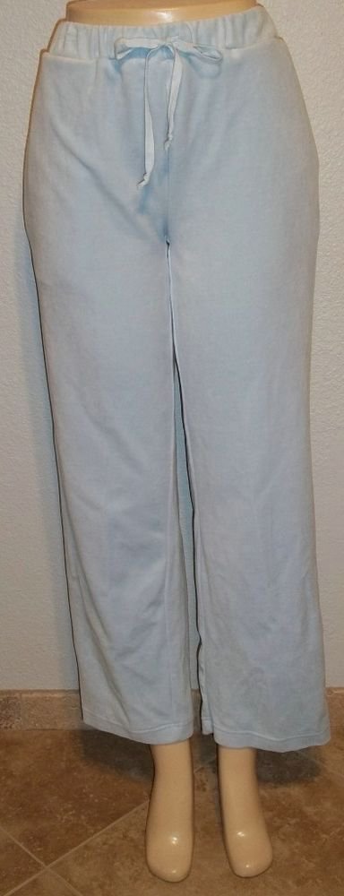 NEW Cathy Daniels Medium 8 10 Light Blue Cotton Blend Sleep Lounge Pants