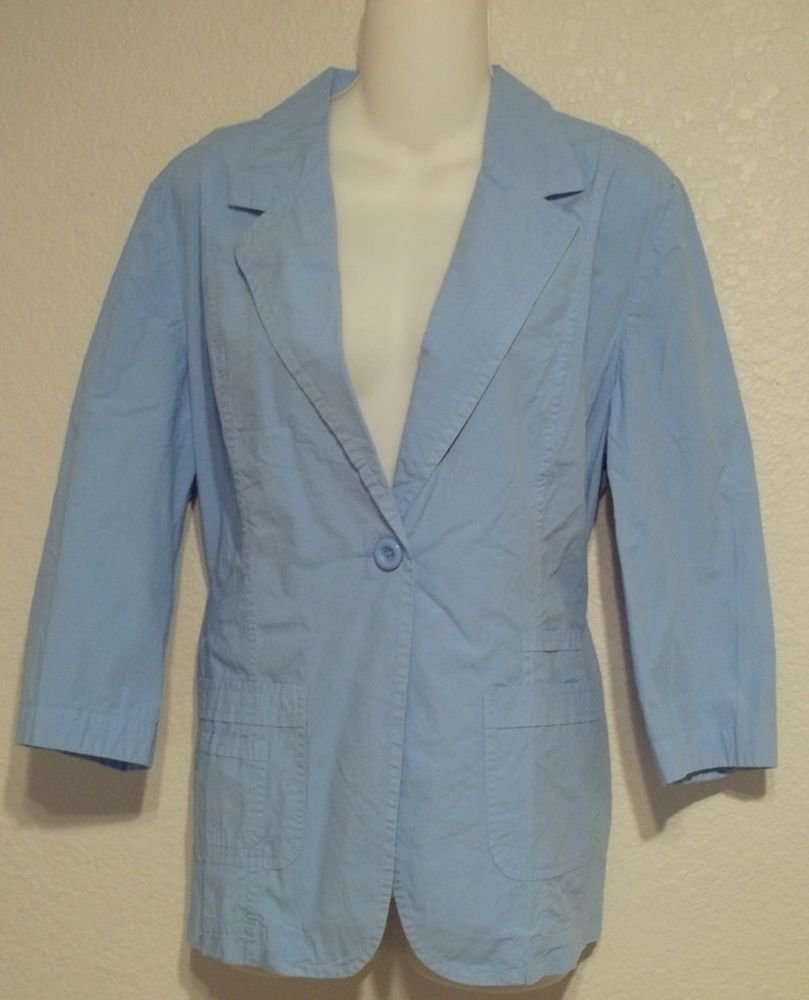 NEW Style Inspiration Medium 8 10 100% Cotton Light Blue Jacket Blazer