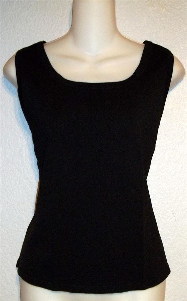 Erin London Medium 8 10 Black Scoop neck Stretchy Sleeveless Blouse Tank Top