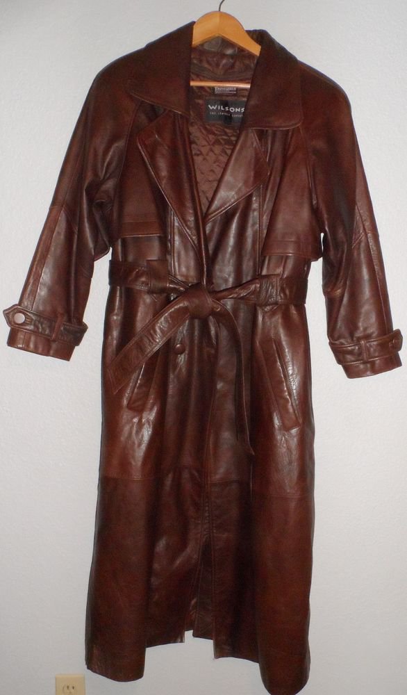 Wilsons Leather S Small 4 6 Women's Brown Fully Lined Ankle Length Trench Coat