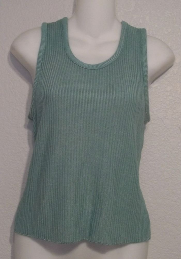 Small 4 6 Serrance Seafoam Green Sleeveless Ribbed 100% Rayon Tank Top Sweater