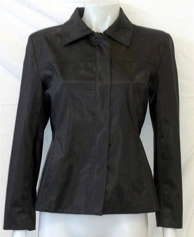 Learsi Black Medium 8 10 Leather Look Fully Lined Winter Jacket Coat Windbreaker
