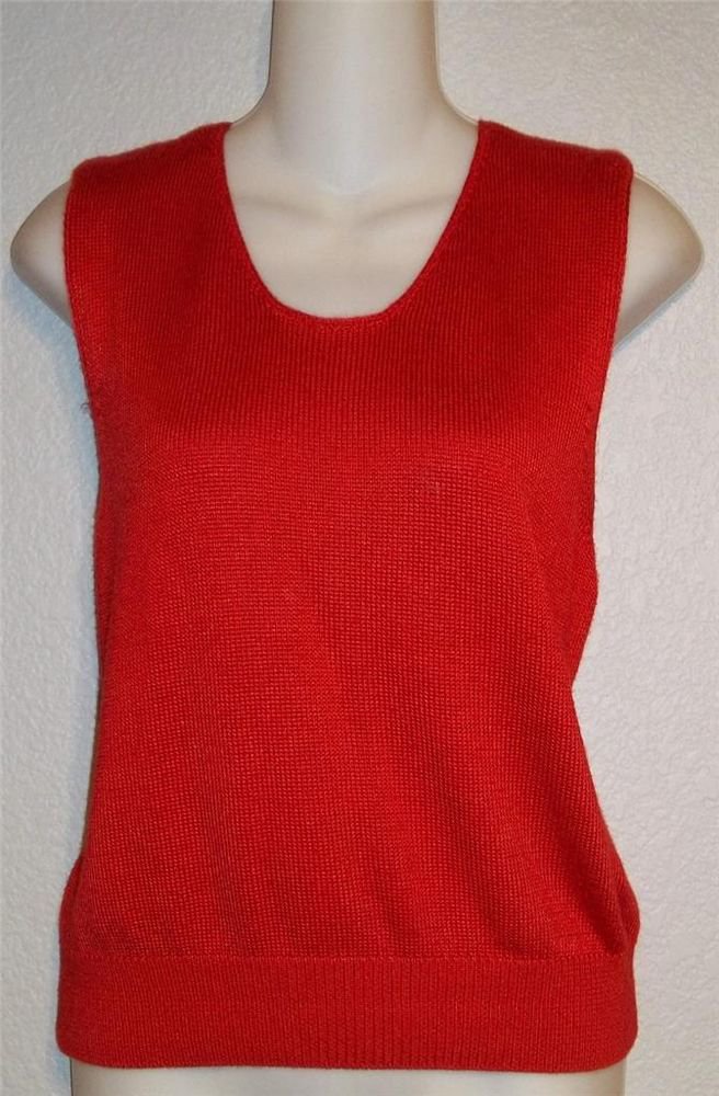 Fia Italia Large 12 14 Handloomed True Red Sleeveless Stretchy Knit Top