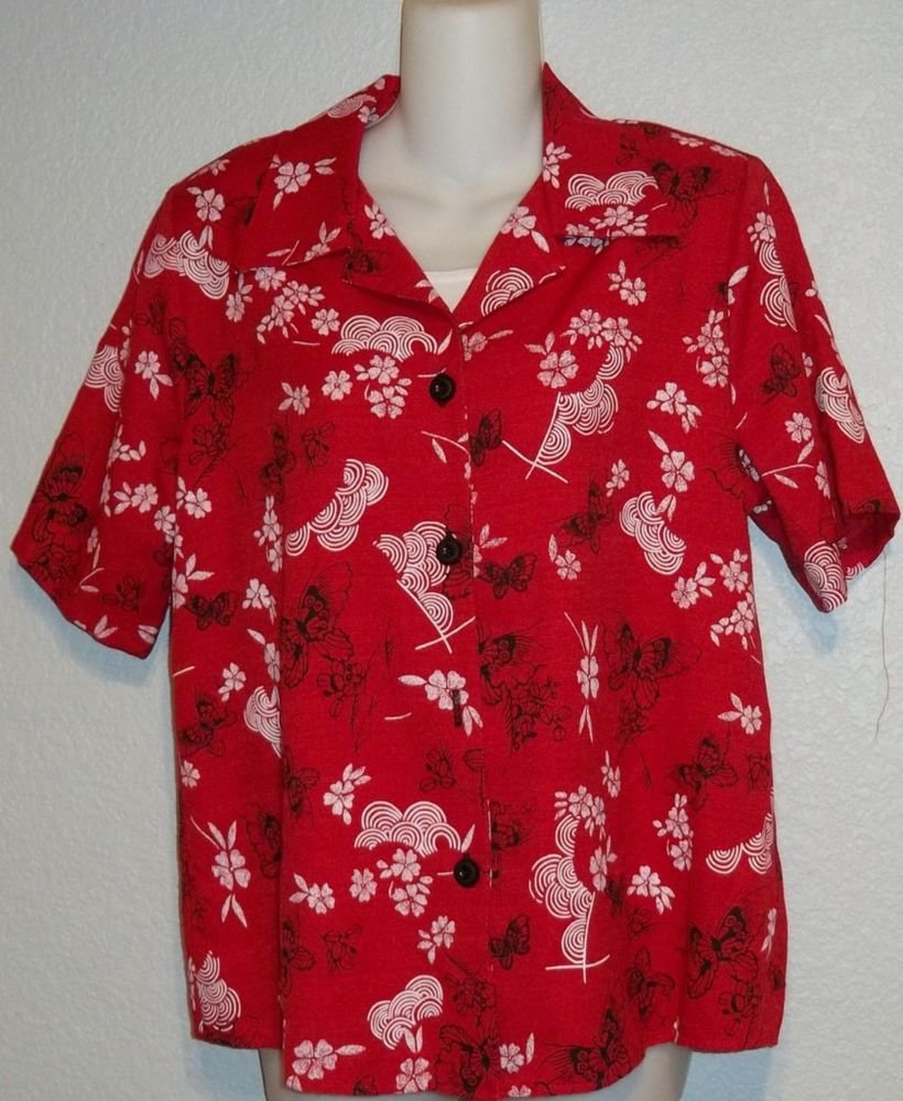 NEW Gloria Lance 1x 14w 16W Red Butterfly Print Faux 2 Piece Tank Blouse Shirt