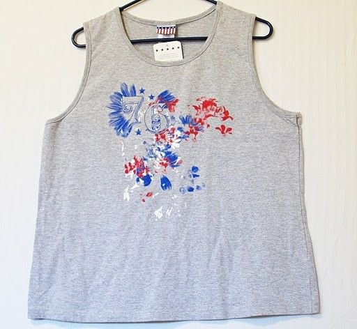New XL 16 18 Kohl's Light Gray Red White Blue "76" Commemorative Design Tank Top