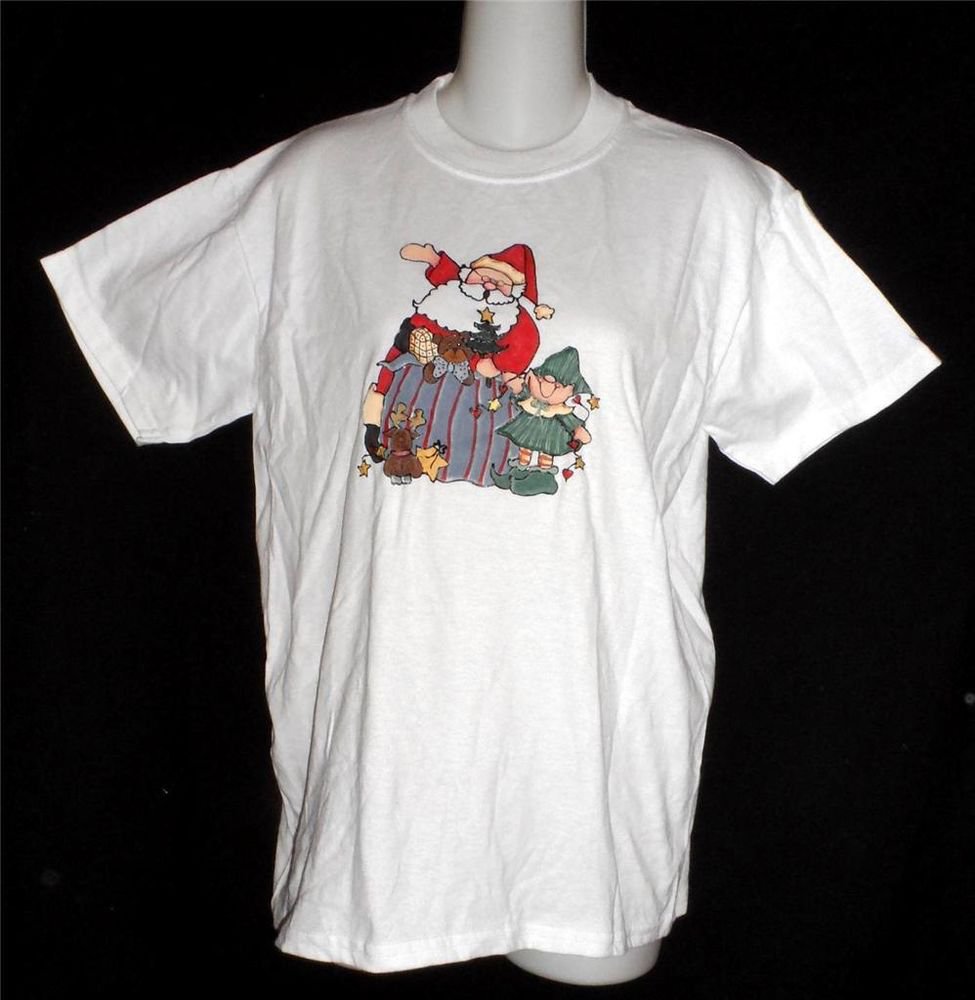 Christmas Santa Elf Small 4 6 Jerzees White Crew Short Sleeve T-Shirt