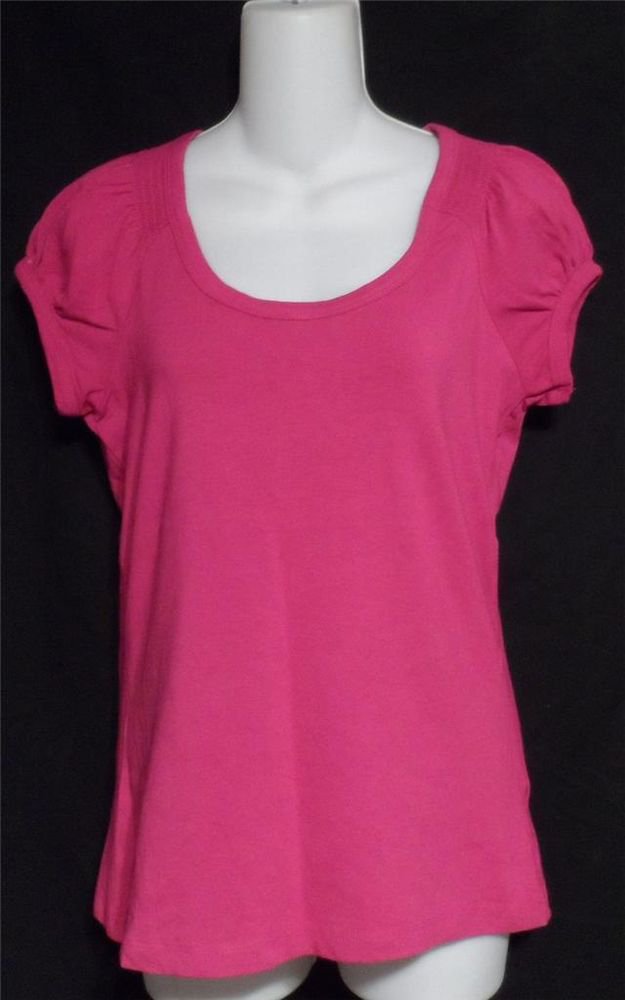 NEW APT 9 Essentials Petite Small PS 4P 6P Scoop Neck Dark Pink Cap Sleeve Top