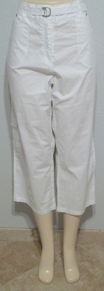 NEW Onque Casuals 16 XL Extra Large Cropped White Cargo Pants Metal Accent Belt
