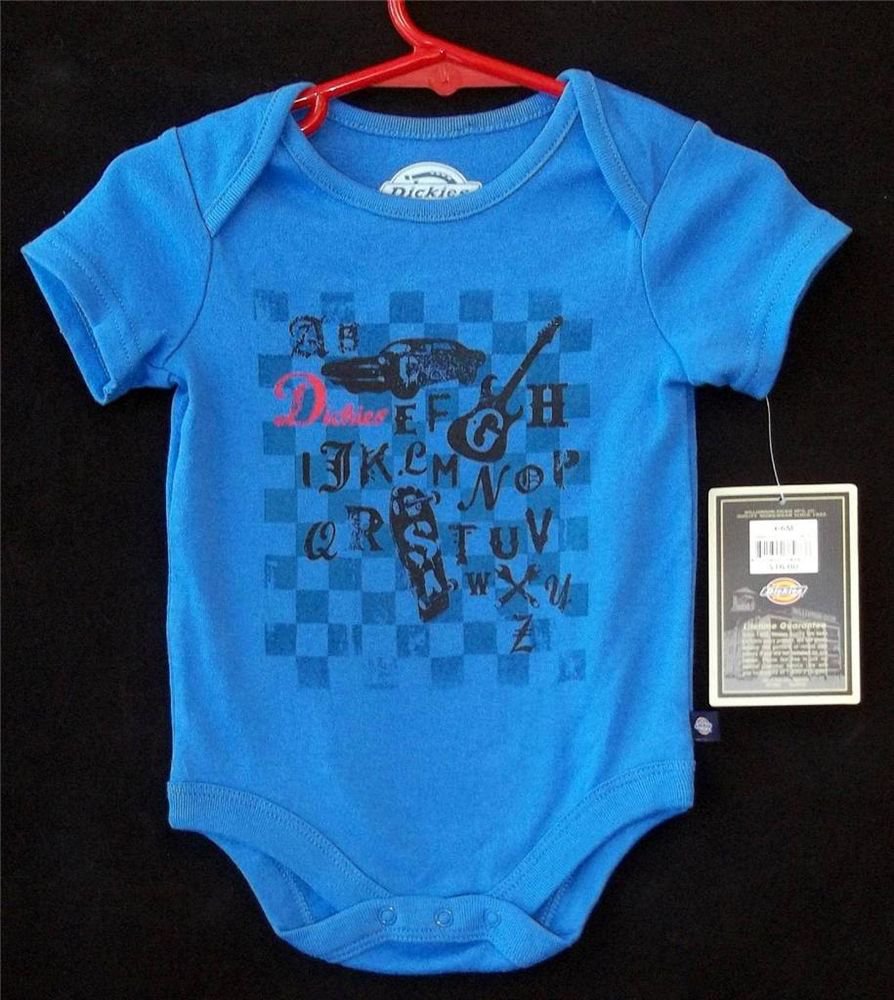 NEW 3 6 Months Dickies Blue Alphabet design Short Sleeve One Piece Cotton Outfit