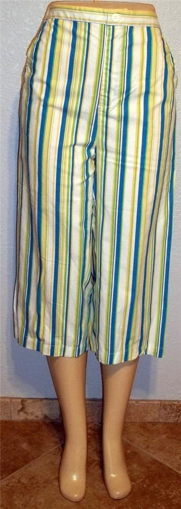 NEW K. T. Sport Keneth Too Medium 8 10 Large 12 14 Pink Aqua Cropped Capri Pants