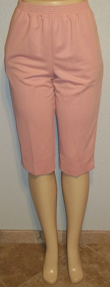 NEW Alfred Dunner 8P PM Mauve Pink Cropped Capri Casual Golf Elastic Pants