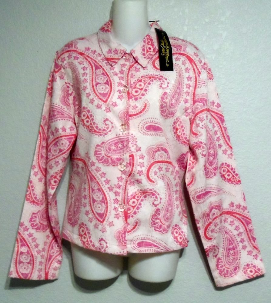 NEW Sara Studio PXL 16P 18P Petite Pink Paisley Print Top Jacket