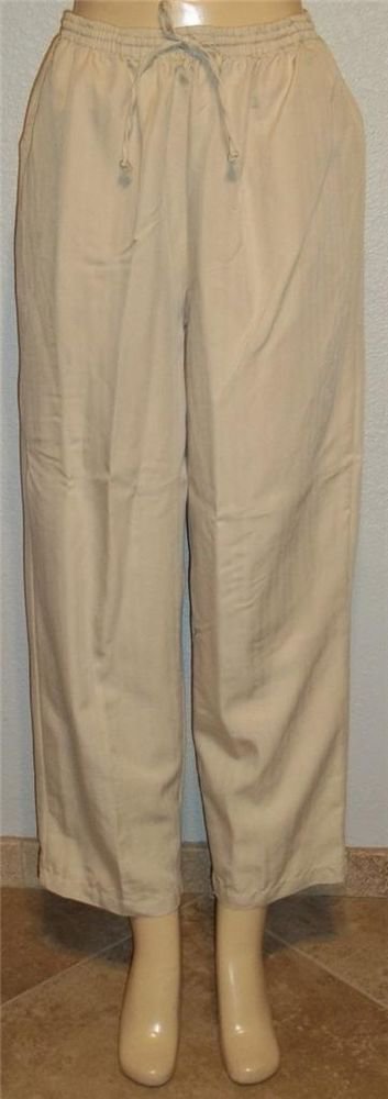 NEW Keneth Too! Large 12 14 Short Beige Tan Draw String Career Pants Slacks