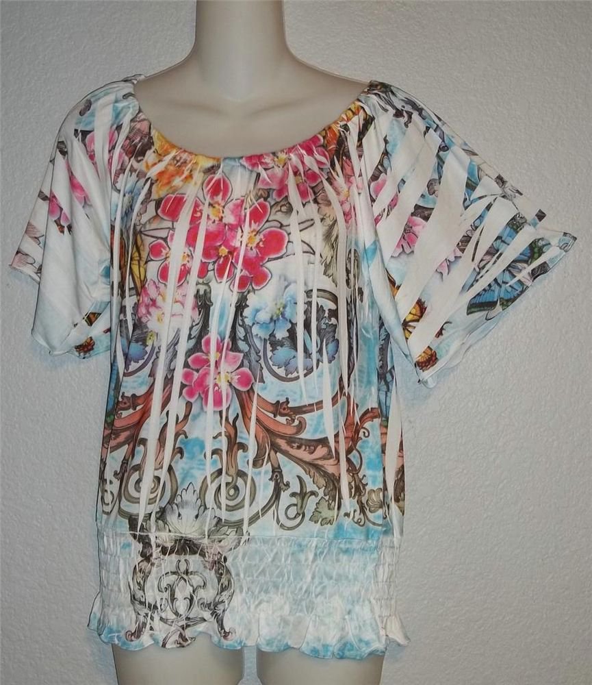 NEW Simply Irresistible PM Petite Medium 8P 10P Peasant Smocked Blouse Top