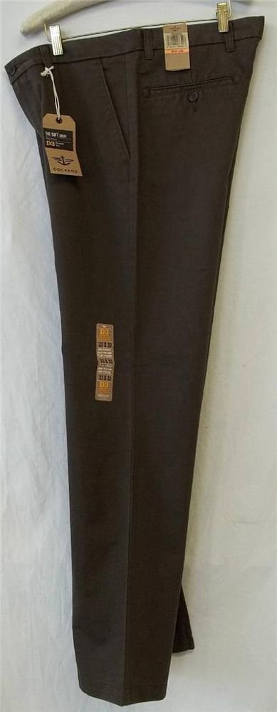 NEW Dockers D3 Brown 33W x 32W 34W x 32W Classic Fit Soft Khaki Flat Pants