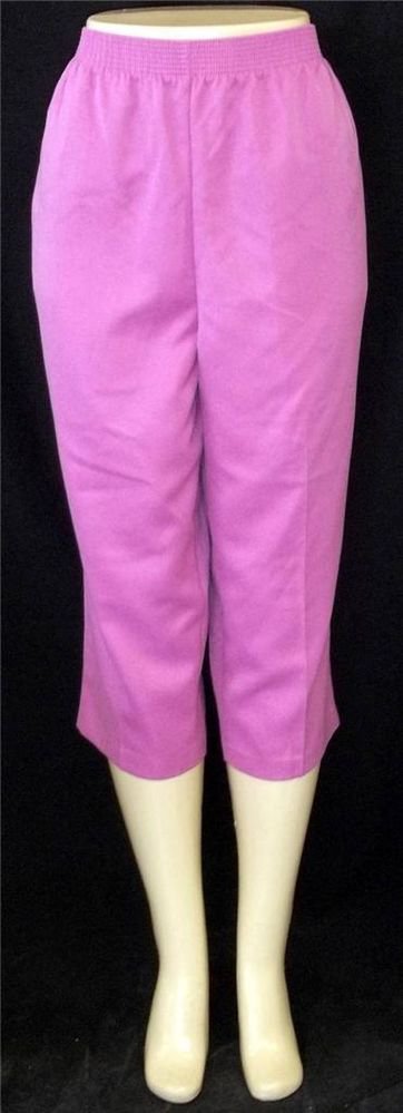 NEW Alia Large 12 Magenta Pink Elastic Waist Cropped Capris Golf Walking Pants