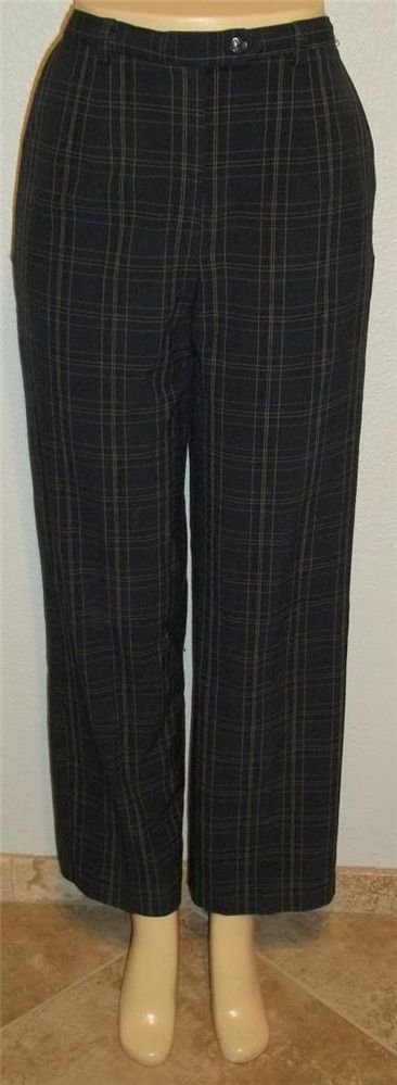 Sag Harbor 8 Medium Navy Blue Plaid Lined Classic Waist Career Dress Pants