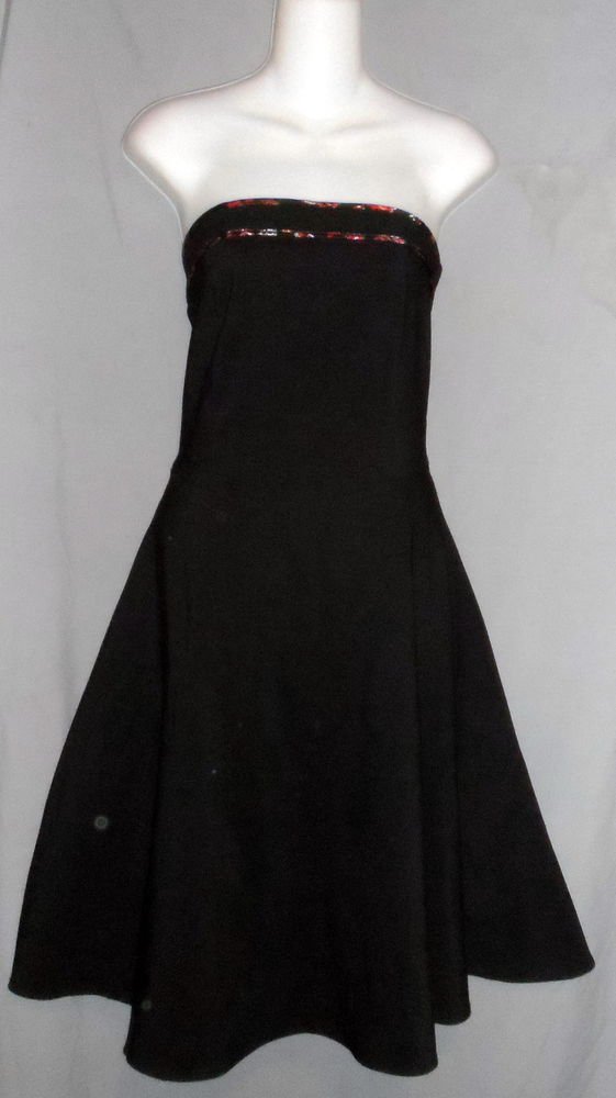 Windsor Junior 3 Small Black Red Trim Strapless A-Line Net Underskirt Dress