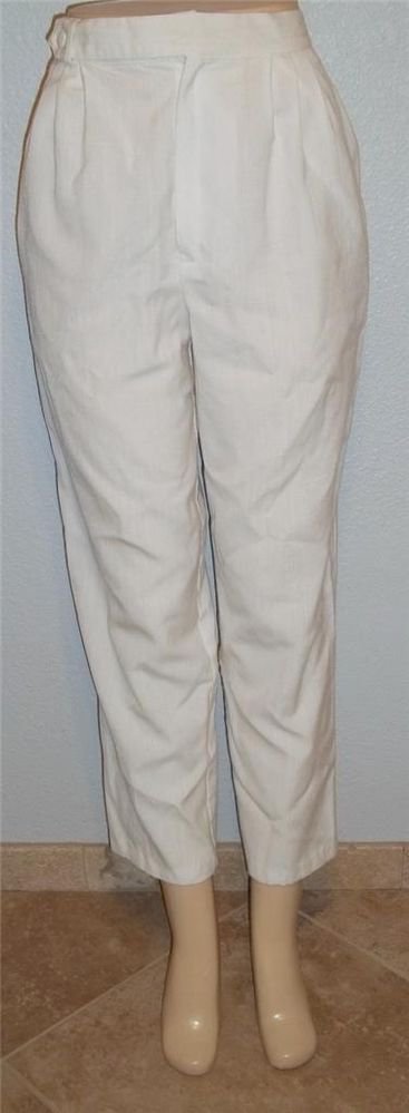 Fundamental Things 12 Large Rayon Blend Linen Lk White Pleated Front Dress Pants