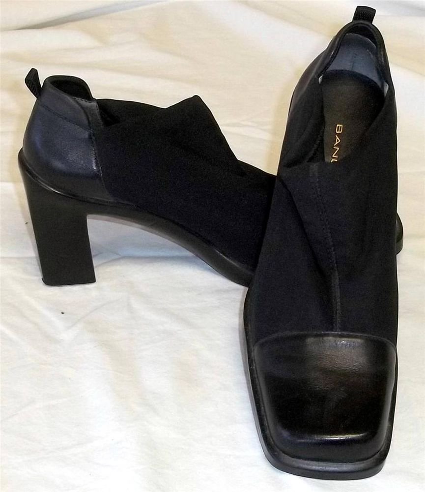 Bandolino Lamonica 5.5 Medium B Black Fabric Leather High 3 1/4" Heel Shoe Boot