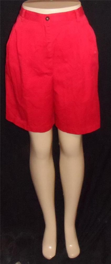Karen Scott 8 Medium True Red Pleated Knee Length Golf Walking Bermuda Shorts