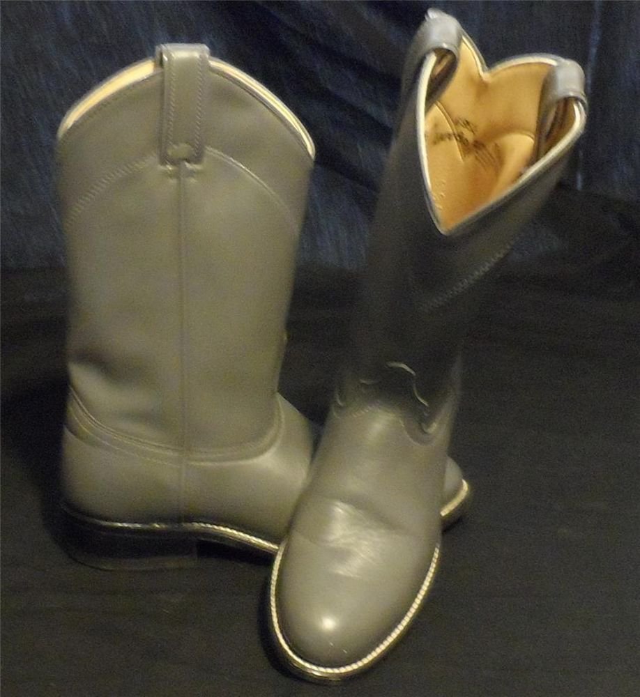 Laredo 6M MediumTall Charcoal Gray Leather Round Toe Cowboy Western Boots