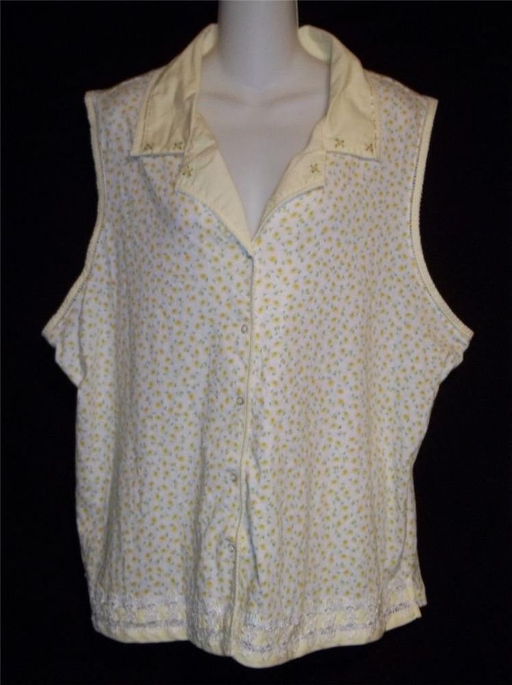 Secret Treasures Woman 3X 22W 24W Sleepwear Yellow White Green Daisy Blouse Top