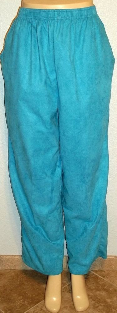 Allyson Whitmore Woman 1X 14W 16W Aqua Suede Feel Elastic Waist Pants