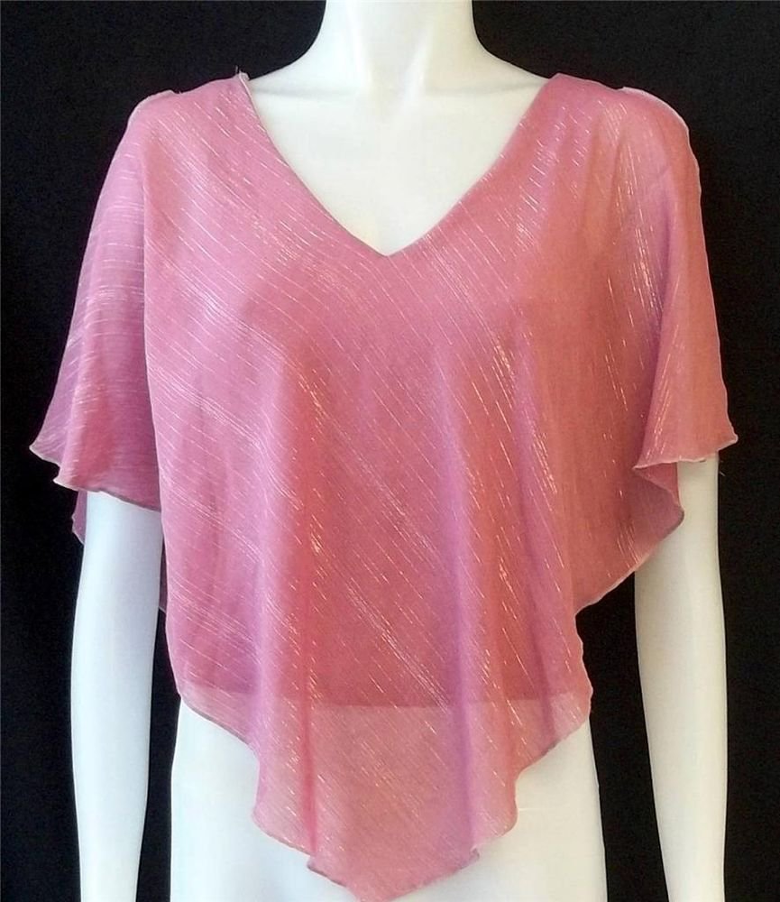 Fashion Art Juniors Small 3 5 Pink Poncho Style Batwing Sleeve Clubwear Top