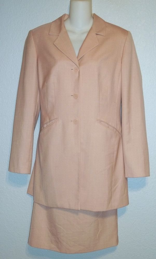 TA Travis Ayers Studio 12 Large Vintage '80s Blush Pink Skirt Long Blazer Suit