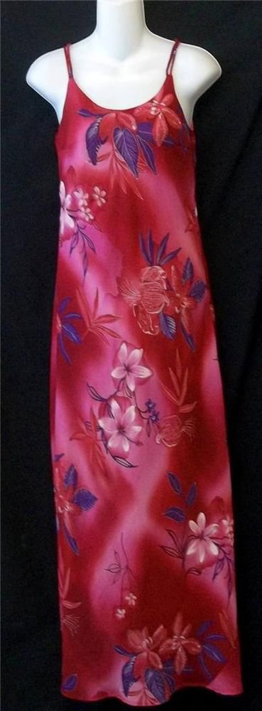 Wild Thyme 6 Small Red Pink Floral Dressy Full Length Spaghetti Strap Dress