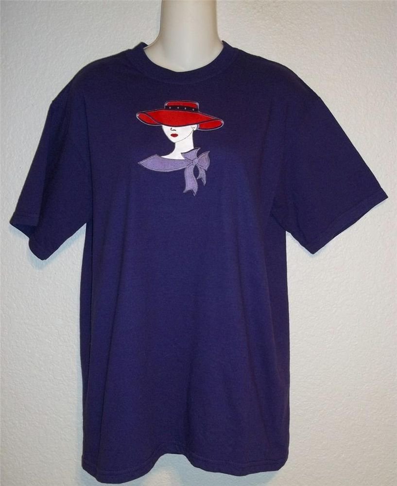 Red Hat Lady 8 10 Royal Purple True Red Silver Sparkle Top Gildan T Shirt Tee