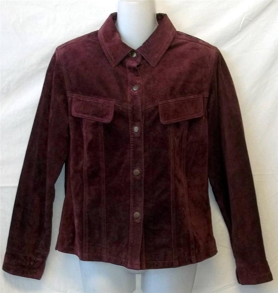 Atelier Small 4 6 Plum Leather Suede Fully Lined Collared Button Front Jacket