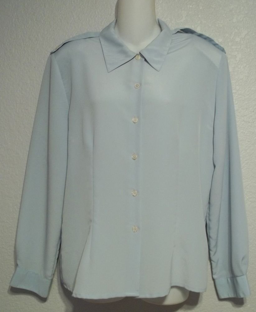 Impressions of California 12 Large Light Blue Career Long Sleeve Blouse Top