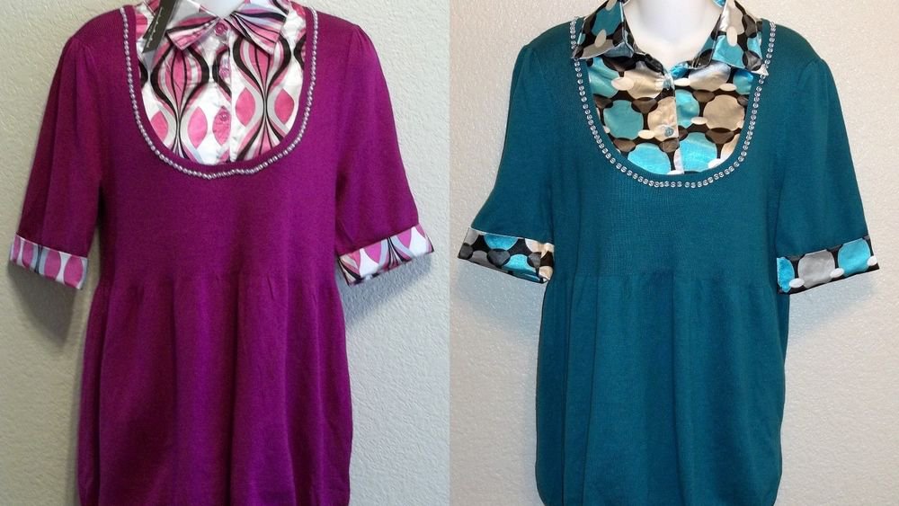 NEW Medium Large Extra Large Pierri NY Blouse Sweater Grape Dark Teal