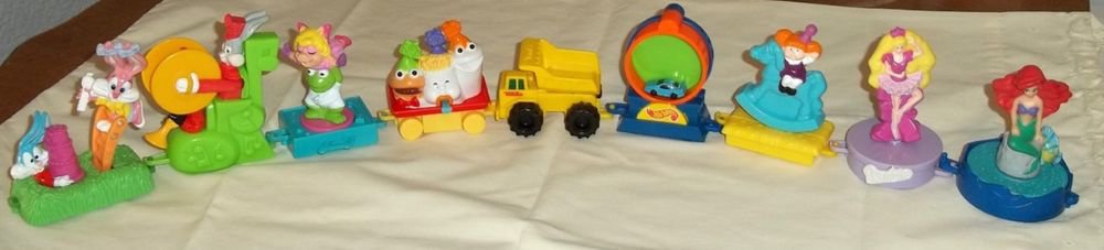 Early '90s McDonald's Hensen Disney Warner Mattel Tonka Happy Meals Train 9-pcs
