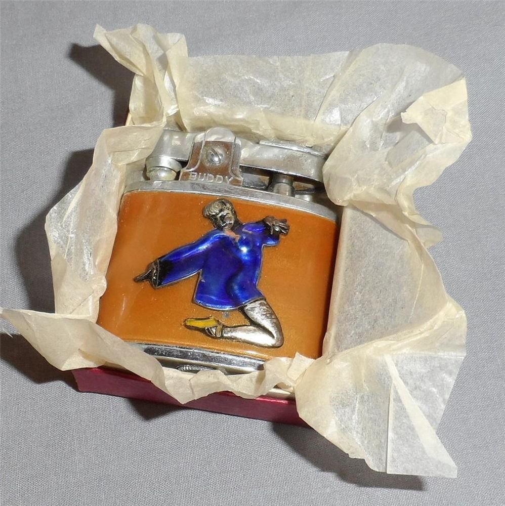 NEW Buddy Flint Cigarette Lighter Collectible Front 3D Pin Up Japan Cold War Era
