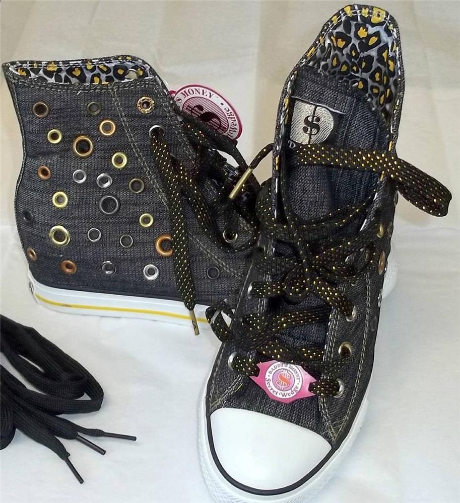 NEW Skechers Daddy'$ Daddy's 7.5 Med B Hip Hop Black Laced High Top Tennis Shoes