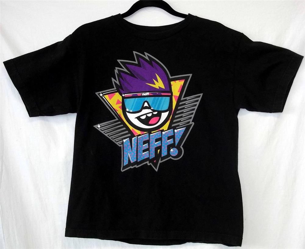 Youth XL Neff Black Blue Purple Yellow Gray White Pink 90's Pattern T Shirt
