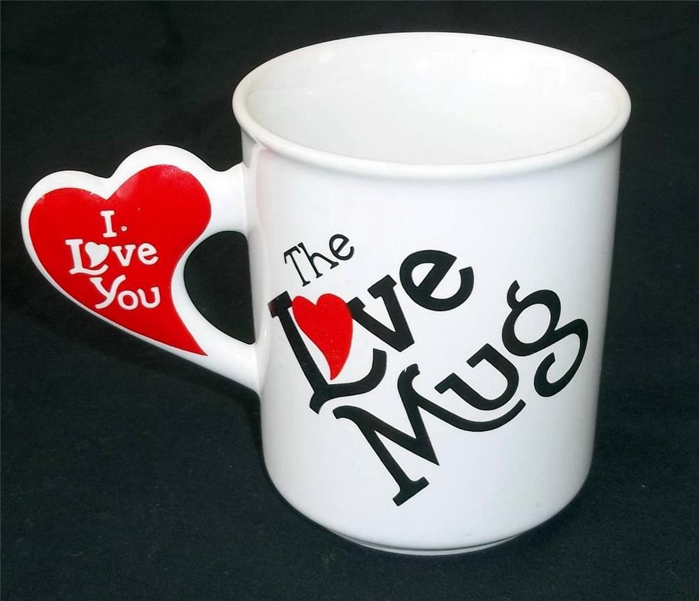 The Love Mug Off-white Small Coffee Cup Red Heart Handle Willoway Sales