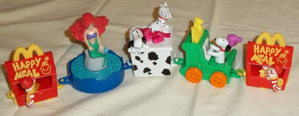 1990s McDonald's Disney Peanuts Happy Meal Birthday Promotional Train 5-pieces