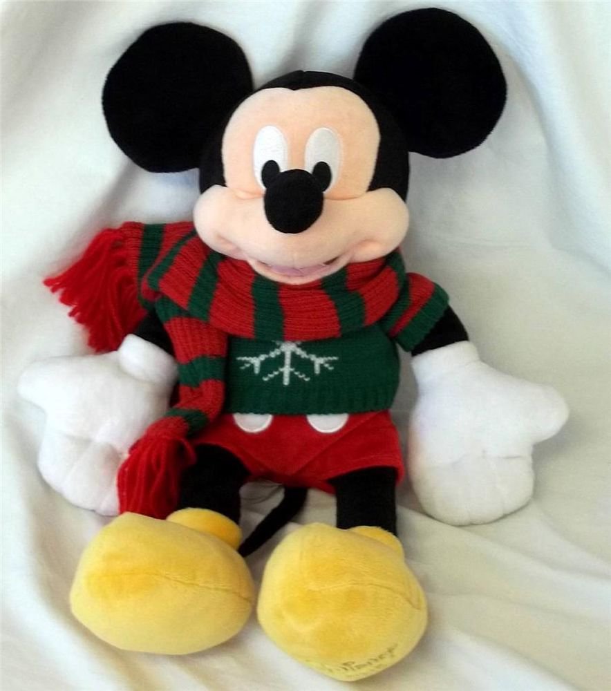 Disney Mickey Mouse Christmas Sweater Scarf 19" Plush 2009 Signature PWP