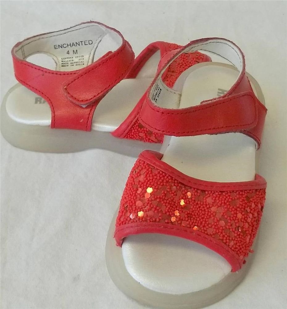 NEW Rachel Shoes 4 M Enchanted Bright Red Sparkly Leather Girls Baby Sandals